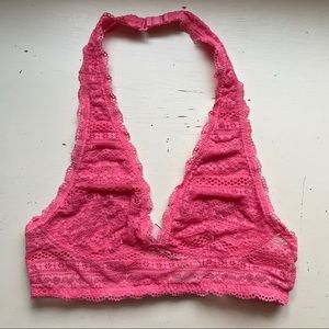 Victoria's Secret Pink Halter Lace Bralette XS